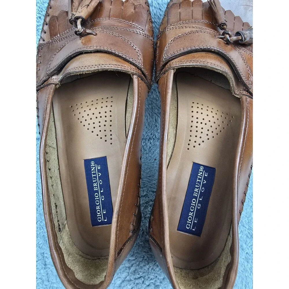 ​Giorgio Brutini Le Glove Mens 11 D Brown Leather Tassel Kiltie Loafers Brazil